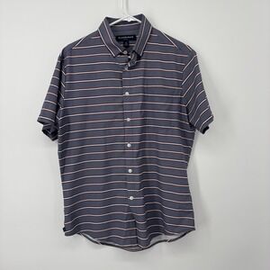 Mizzen + Main Leeward Men's Button Up Short Sleeve Shirt Striped Medium Trim Fit